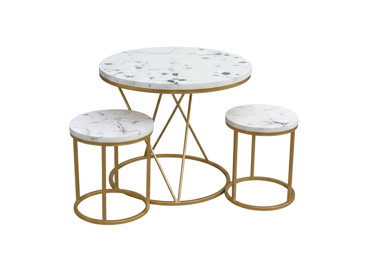 Round Terrazzo Coffee Table Set